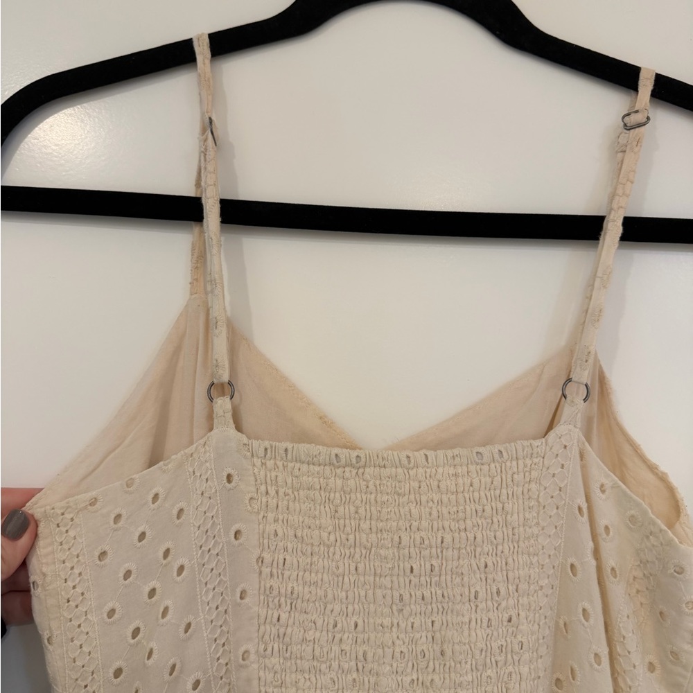 Urban Outfitters Cream Eyelet Midi Dress with Black Buttons - Picture 4 of 5